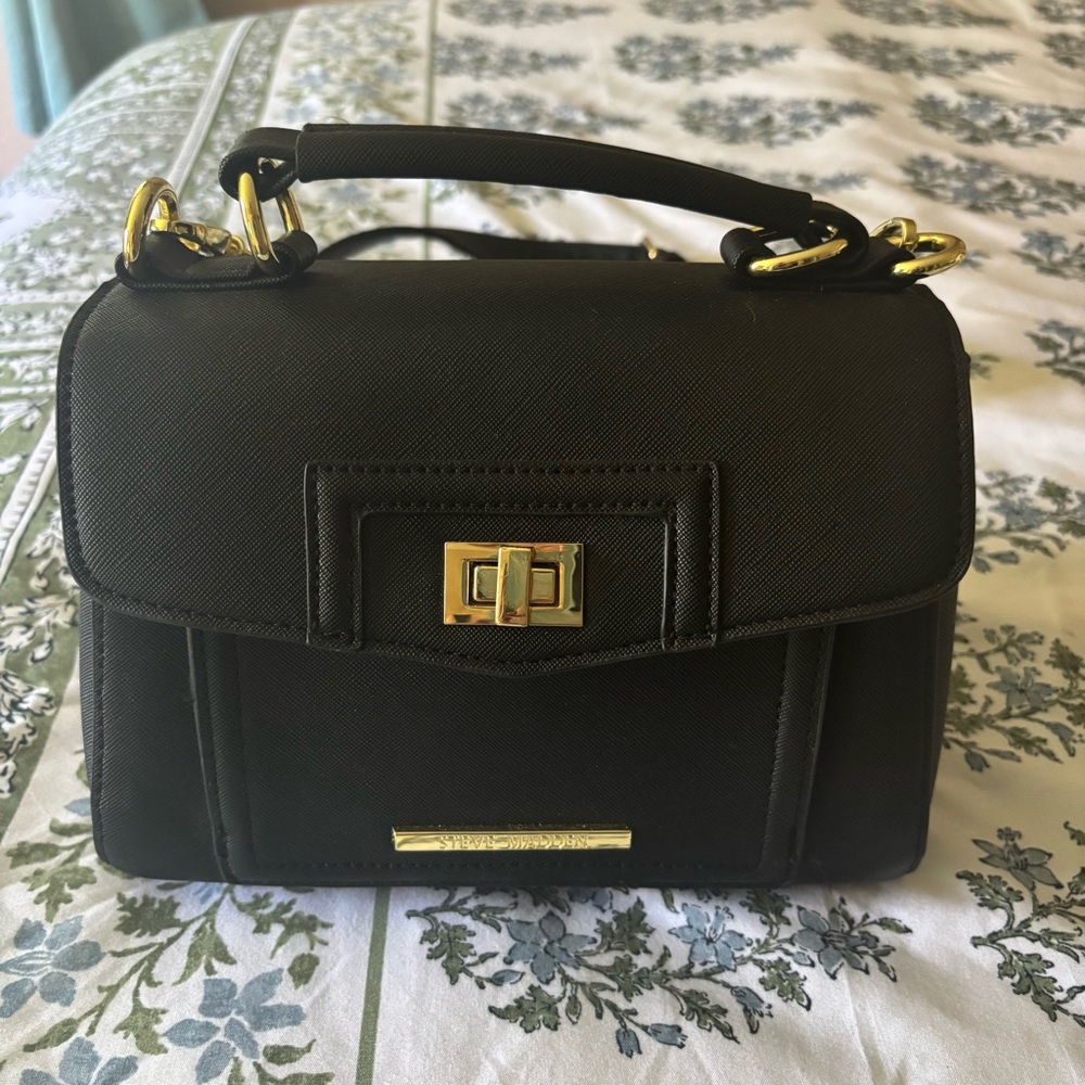 Steve Madden Black Crossbody Bag with Gold Accents